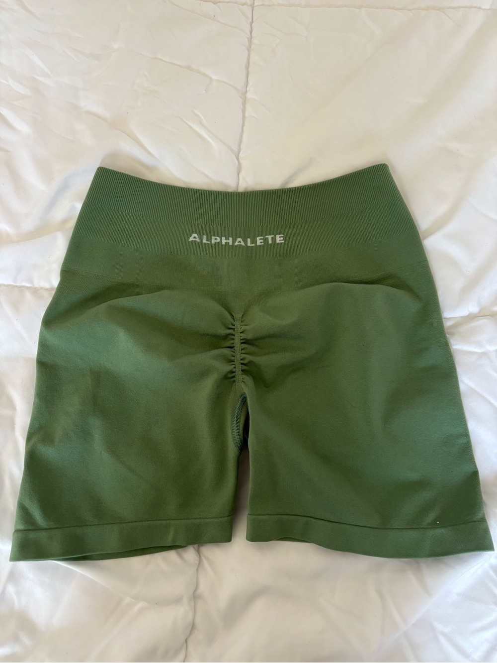 Alphalete Olive High-Waist Scrunch Bike Shorts